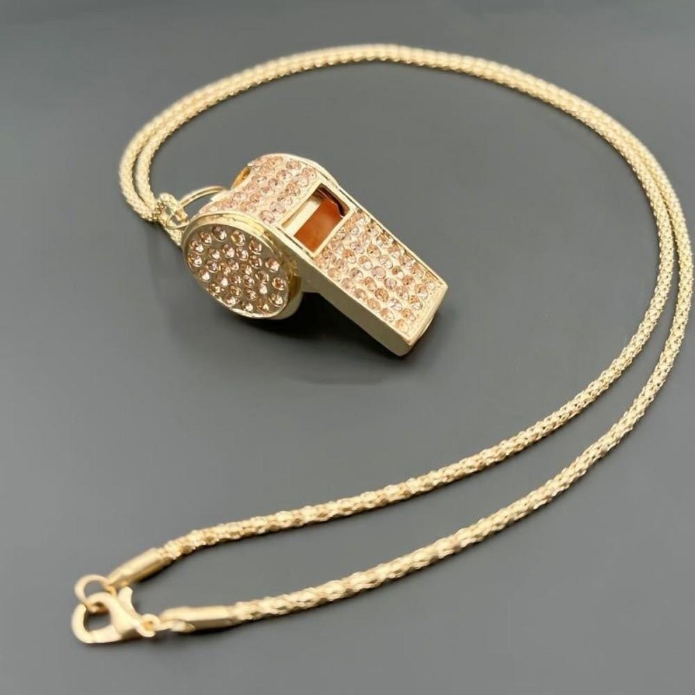 Kristallen Strass Fluitketting Glanzend Gouden Bling Fluitje Voor Scheidsrechters, Coaches, Leraren