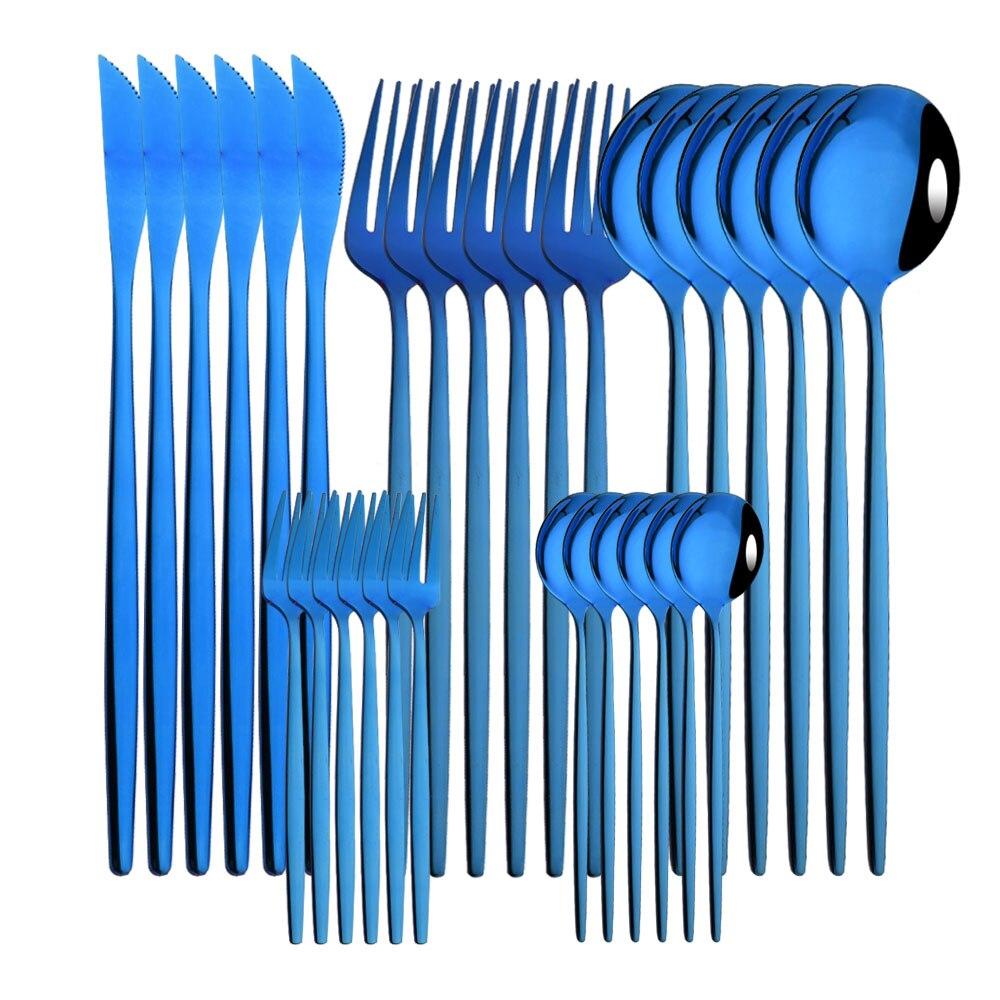 30pcs Gold Dinnerware Set Stainless Steel Cutlery Set Steak Knife Fork Coffee Spoon Flatware Cake Fork Teaspoon Silverware Western Kitchen Tableware