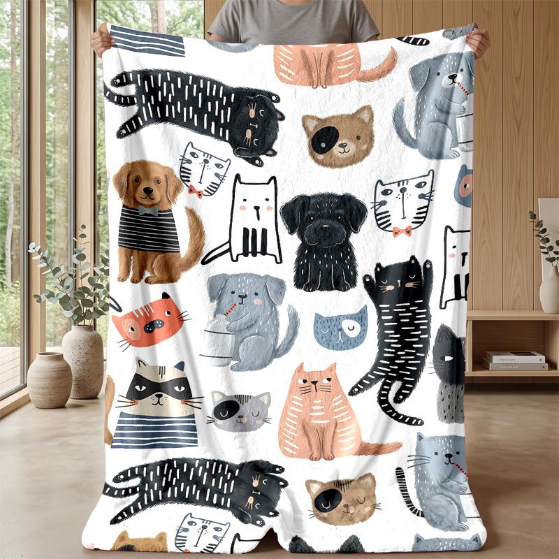 Canine Cloudy Dreamscape blanket Personalized Name Flannel Blanket Soft Cozy Plush Throw for Sofa Bed Lightweight Home Decor