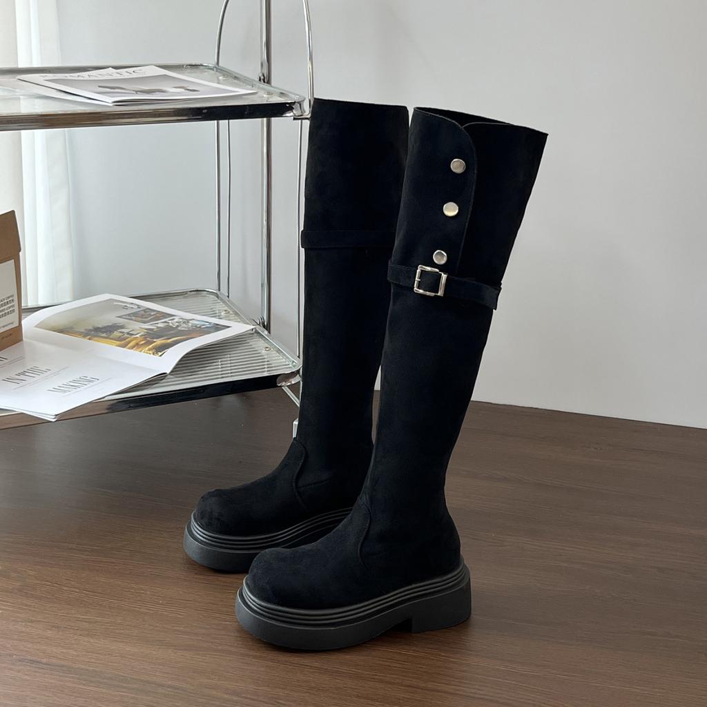 thick-soled long boots women's autumn and winter new thick-heeled long boots knight boots two wear folding fashion boots