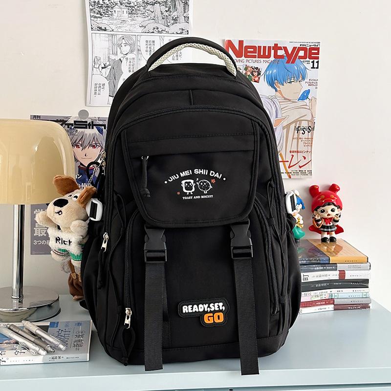 middle school student schoolbag, women's new contrasting color waterproof, ultra-light large-capacity lightweight high school backpack