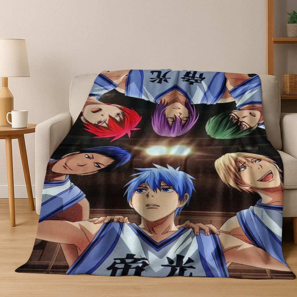 Anime Kuroko's Basketball Cartoon Art Flannel Blanket,Cozy Soft Throw Blanket for Home Bedroom Bed Sofa Picnic Cover Gift Kids