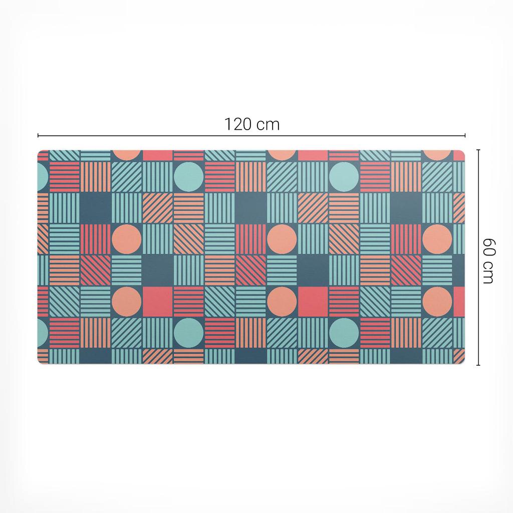 Decorative Desk Mat With Geometric Retro Pattern Graphic 120X60 Cm