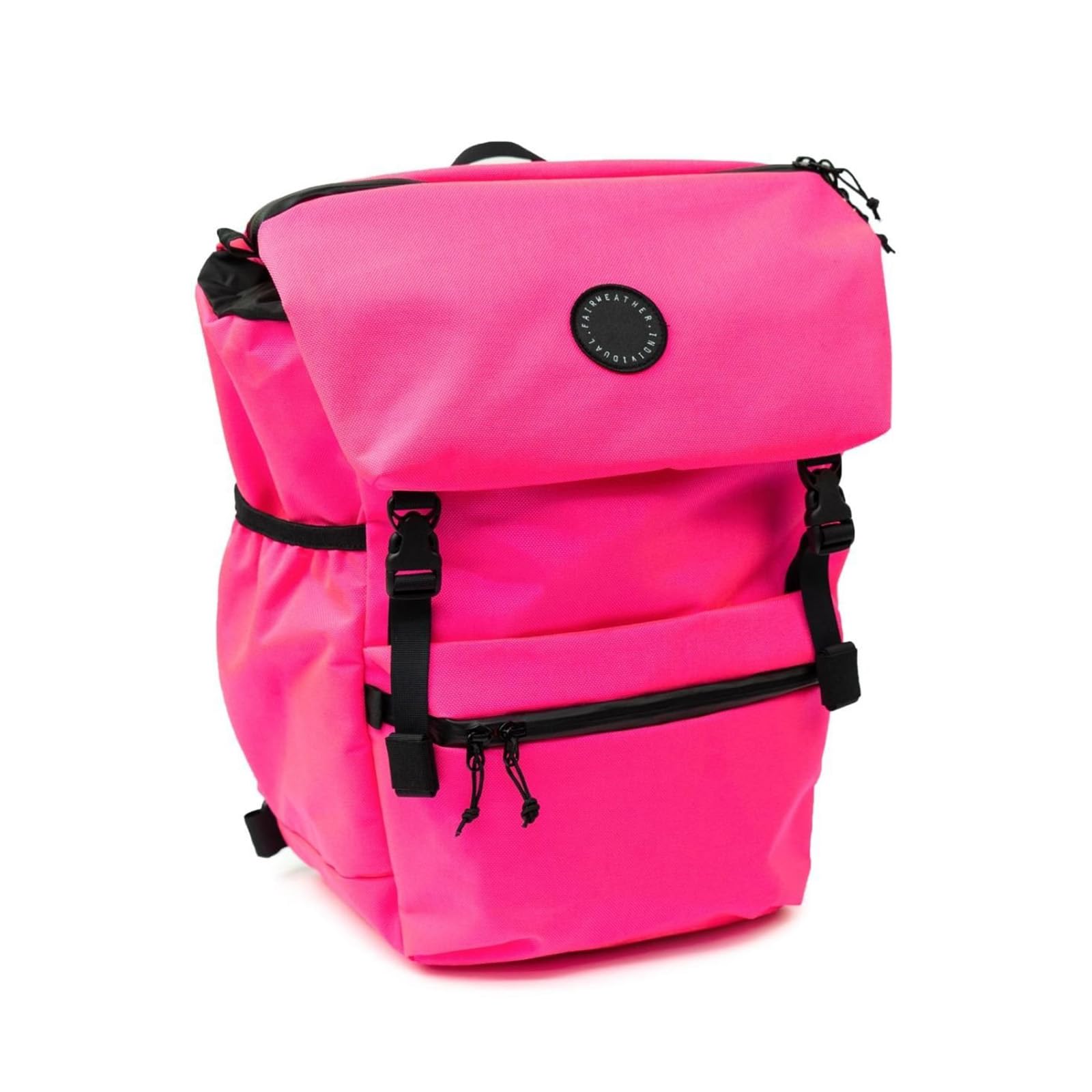 Made in Japan FAIRWEATHER Flap Top Pannier - Waterproof Side Bag for Bicycles, Rack Compatible, Large Capacity, Touring, Cycling (Pink/Cordura)