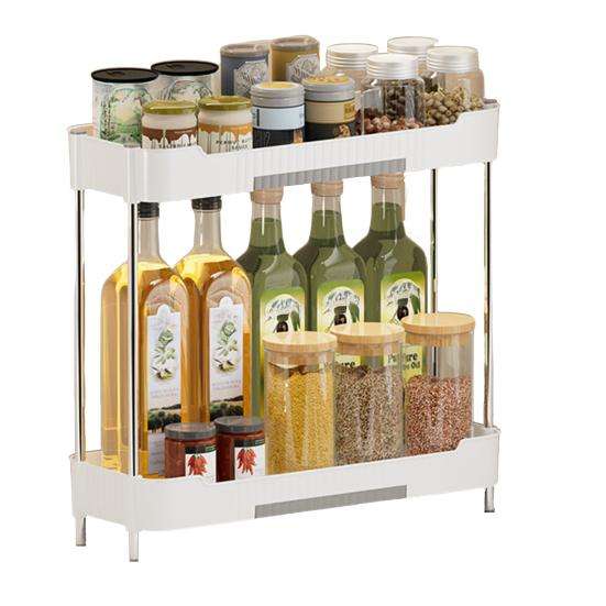 

2-Tier Kitchen Counter Organizer Storage Shelf with Drip Trays Countertop Organizer Rack for Bottles And Jars Kitchen Bathroom A білий