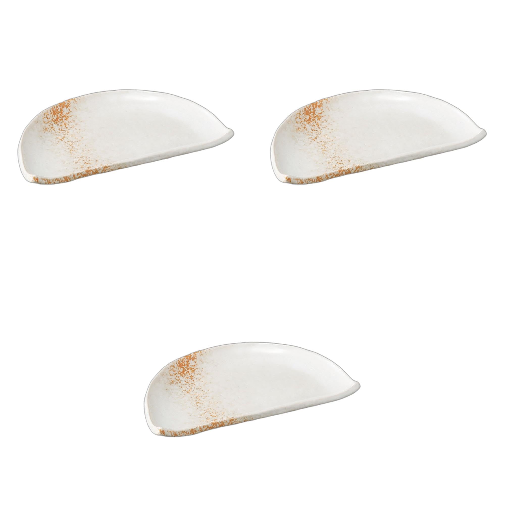 

Set of 3 White Wisteria Plates x x Irregular Shape Ceramic Setomonohonpo 7.0 Half-Moon [21.4 12.7 1.9 cm] Plates, Reinforced,