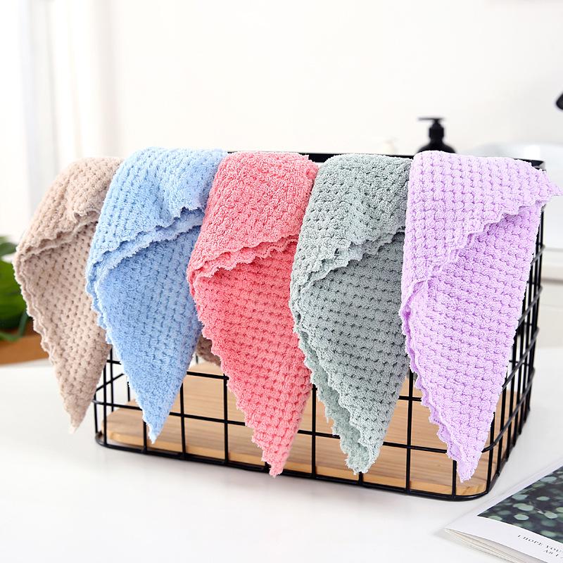 Waffle Weave Cleaning Cloths Super Absorbent Quick Dry Soft Coral Fleece No Lint Non Scratch for Car Detailing Kitchen Dish Washing
