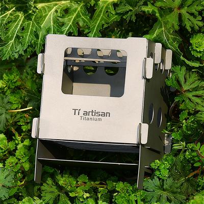 Portable Foldable Titanium Wood Burning Stove Pocket Stove Outdoor Camping Cooking Picnic