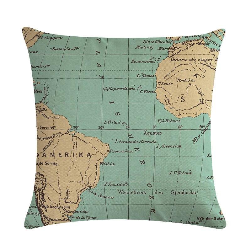 Retro Maps Linen Pillow Case Waist Throw Cushion Cover Sofa Home Decor 18x18" Retro Maps Linen Pillow Case Waist Throw Cushion Cover Sofa Home Decor 18x18"