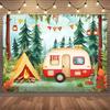 Large Polyester Fiber Photo Background Cloth for Camping Theme - Suitable for Indoor and Outdoor Partieszyc