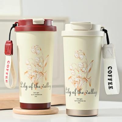 Edelstahl Vakuumbecher Isolierter Reisebecher Doppelwandig Pulverbeschichtet Kaffee Reisebecher mit Deckel LWY001