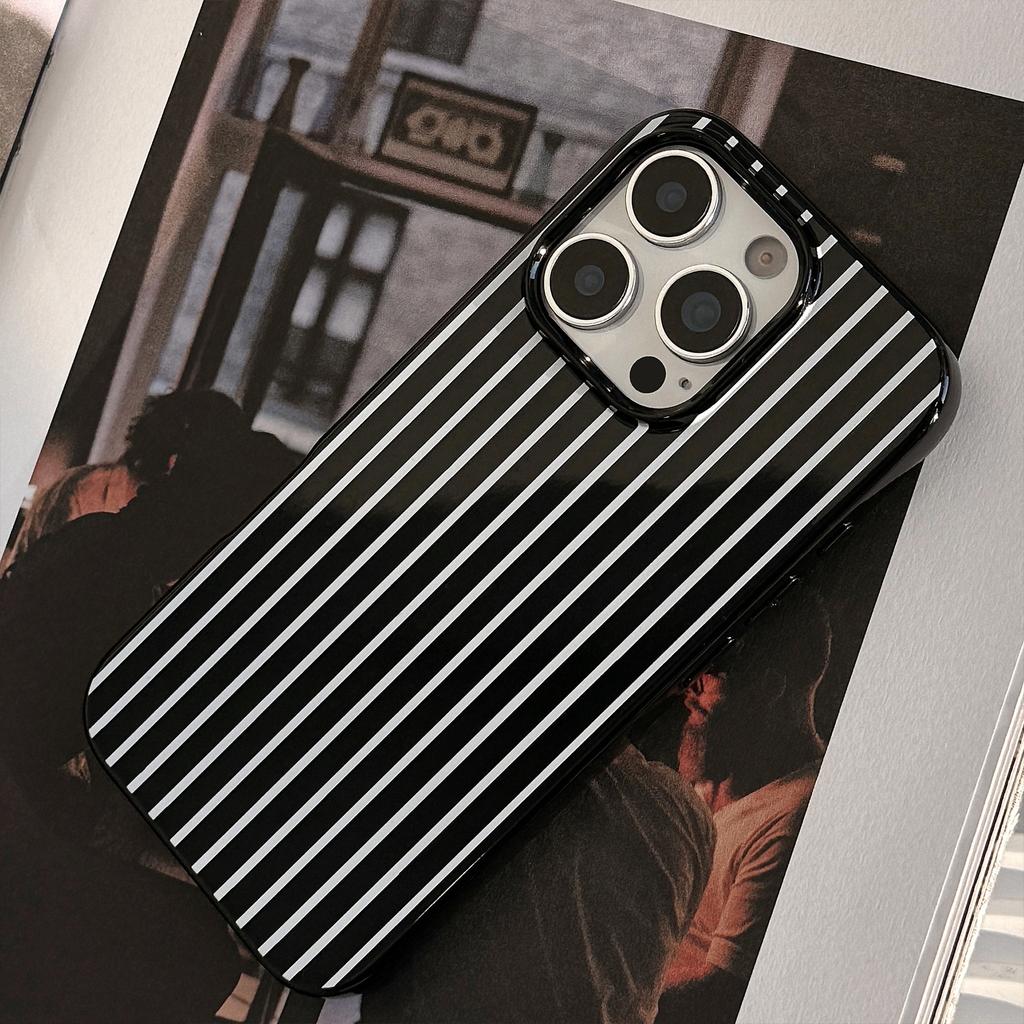 Personalized Vertical Stripes Iphone16 IPhone Case 13 Protective Case 15pro Silicone Max Suitable for 11 Trendy 12