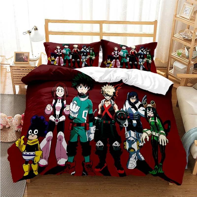 New Anime My Hero Academia Printed Bedding Set Duvet Covers Pillowcases Comforter Bedding Sets Bedclothes Bed Linen Home Textile
