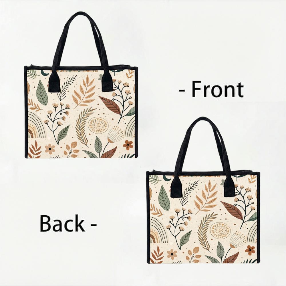Boho Floral Casual Tote Bag for Women Fashion Large Shopping Handbag for Daily Use