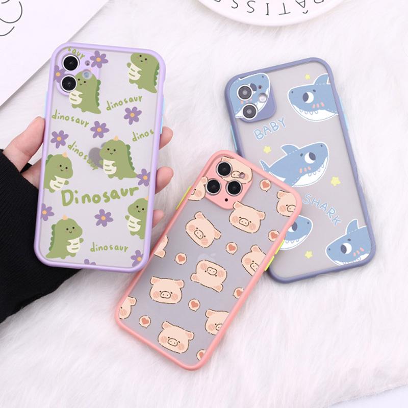 

Милые животные чехол для телефона для iphone 7 8 plus se 2020 11 12 13 Pro Max X Xs XR Мультяшный динозавр Тигр Пингвин Акула Свинья Твердая обложка