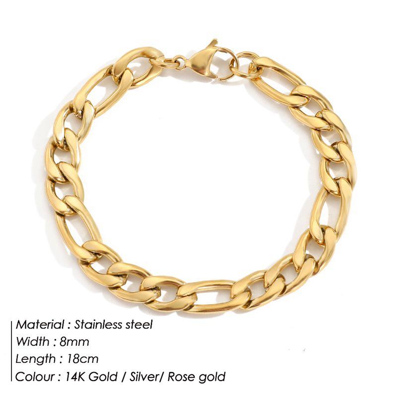 18K Gold-Plated Stainless Steel Figaro Chain Bracelet