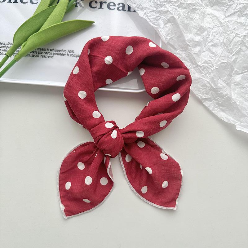 Cotton And Linen Small Square Scarf, Women'S Small Fresh Floral Temperament, Neck Protection, Small Scarf, Headband, Headscarf, Silk Scarf.