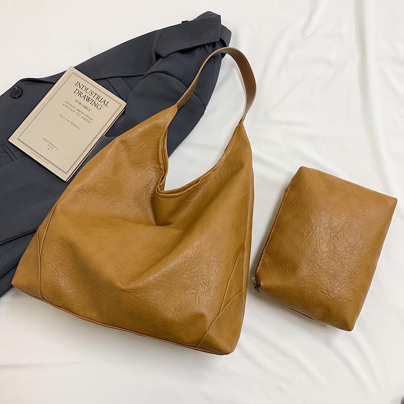 Retro trendy simple child and mother tote bag 2025 new large-capacity underarm bag niche high-value shoulder bag