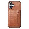 For iPhone 17 Case Card Holder Kickstand Crocodile Texture Leather Back Phone Cover