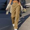 Womens Trendy Casual Streetwear Baggy Cargo Pants With Pockets Wide Leg Trousers Loose Overalls Long Pants