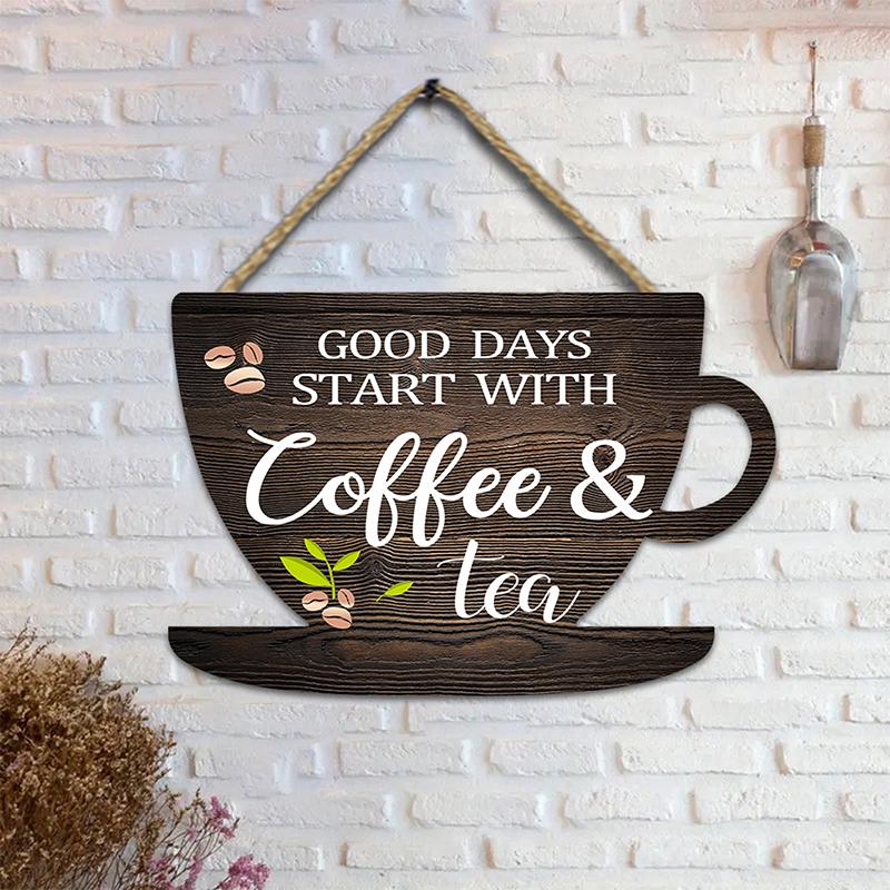 Kawa Herbata Drewniane Znaki Rustykalne Amerykańskie Znaki Dekoracja Kawiarni Kawiarni Baru Kawowego Do Kuchni Jadalni Domu Świąteczna Dekoracja Ściany Drewniana