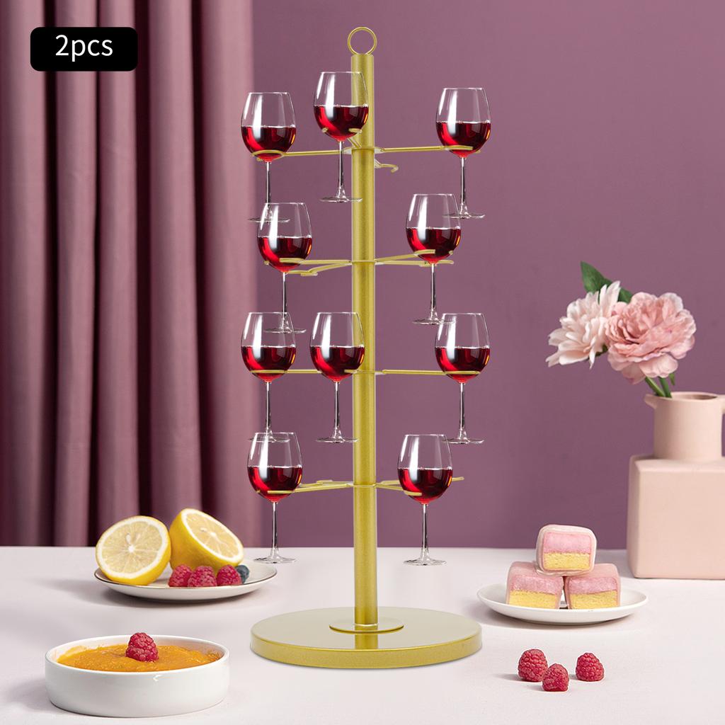 4-Tier Champagne Tower Stand, Gold Wine Glass Display Holder, Cocktail Tree Stand for Tabletop, Round Steel Frame, 10kg Capacity