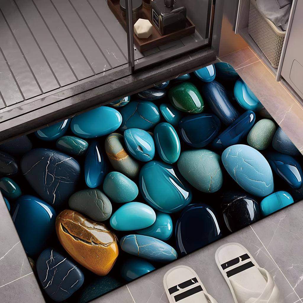 3D Naked Eye Textured Pebble Diatom Mud Floor Mat Bathroom Water Absorbent Anti-slip Quick-drying Foot Mat