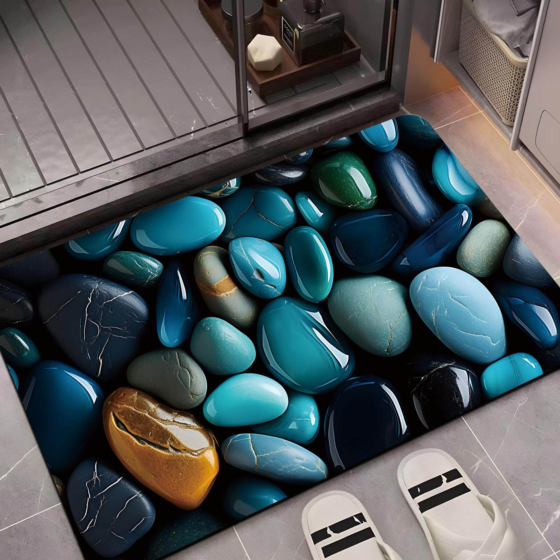 

3D Коврик для пола с текстурой гальки, из диатомовой грязи, для ванной комнаты, водопоглощающий, противоскользящий, быстросохнущий коврик для ног 40 * 60cm