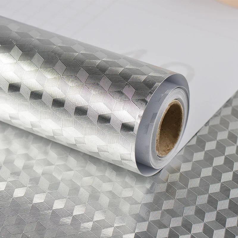 Kitchen Wall Stove Aluminum Foil Oil-proof Stickers Anti-fouling High-temperature Self-adhesive Croppable Wallpaper Wall Sticker
