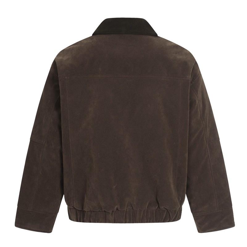 Unisex Oversized Retro Deconstructed Cotton Puffer Jacket With Snap Button Suede-Like Fabric Winter Warm Outerwear
