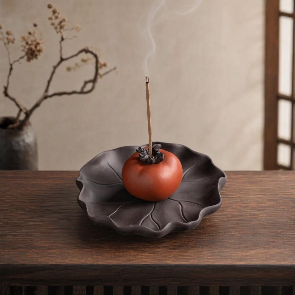 Ceramics Lotus Tabletop Incense Base Zen Chinese Style Lotus Censer Holder Yoga Meditation