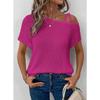Short-sleeved Solid Tops for Women Summer New Styles Versatile Off-shoulder Knitted Women's Clothing