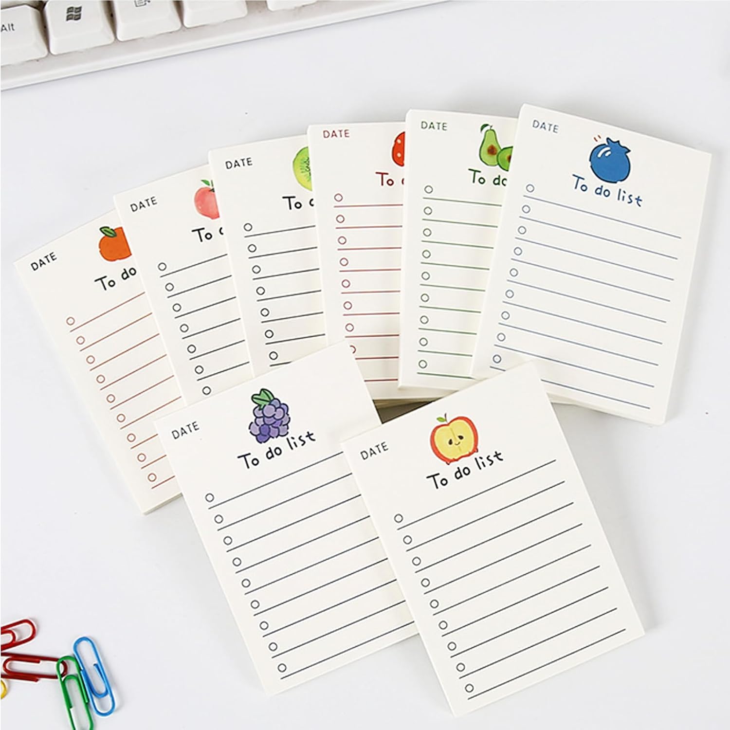 8 pack Cute Patter to Do List Notepads, to Do List Note pad, Cute Fruit Pattern to Do List Planner, to Do List Memo Stationery for Home Office