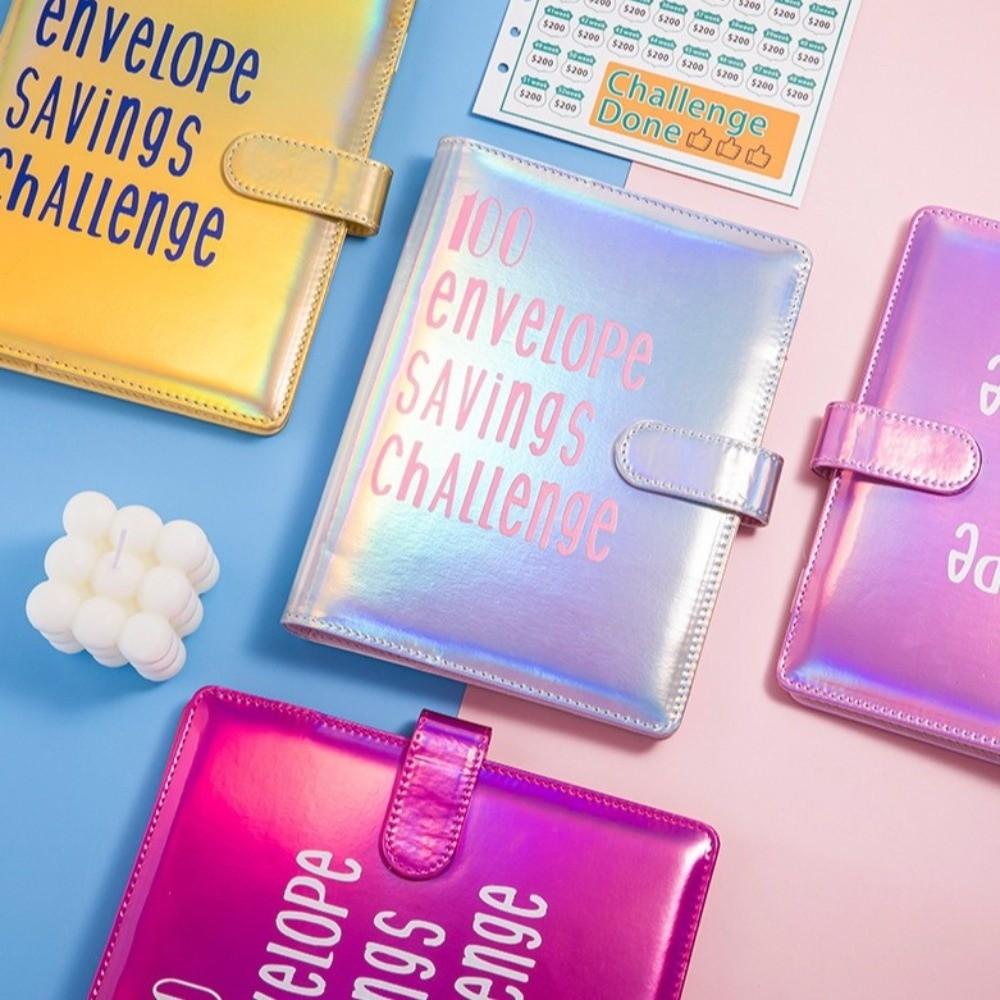 Dazzling Colors Challenge Budget Binder PU Leather Savings Challenge Notepad  New Year