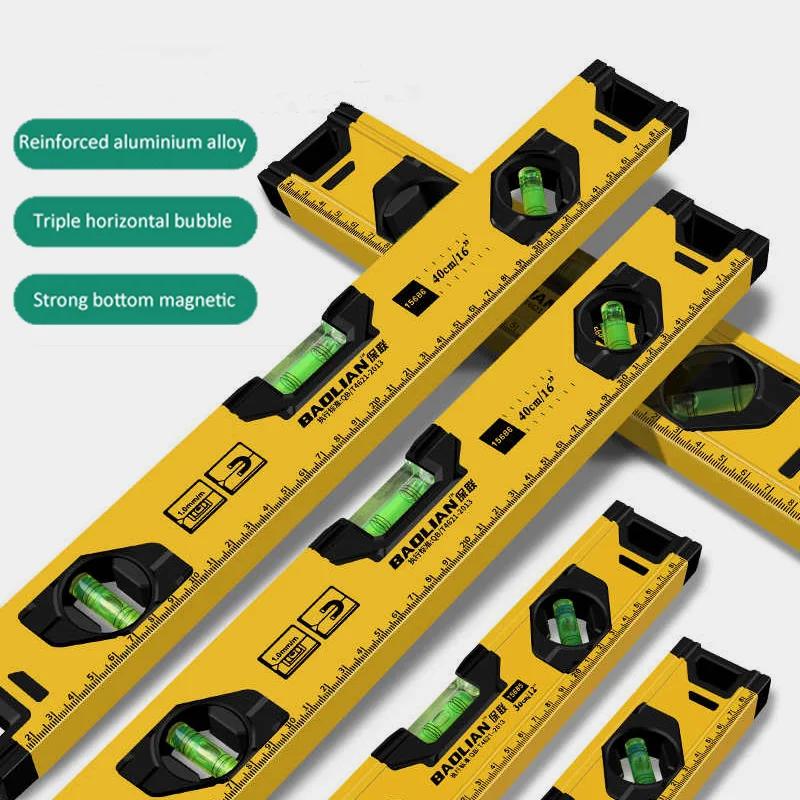 30/40/50CM Magnetic Level Ruler Aluminium Alloy Spirit Level Ruler Balance Measuring Leveler Tool With Shock Absorbing End Cap