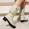 Dámské boty na nízkém podpatku podzim a zima nové evropské a americké na silném podpatku ve velkých velikostech římské střední kozačky