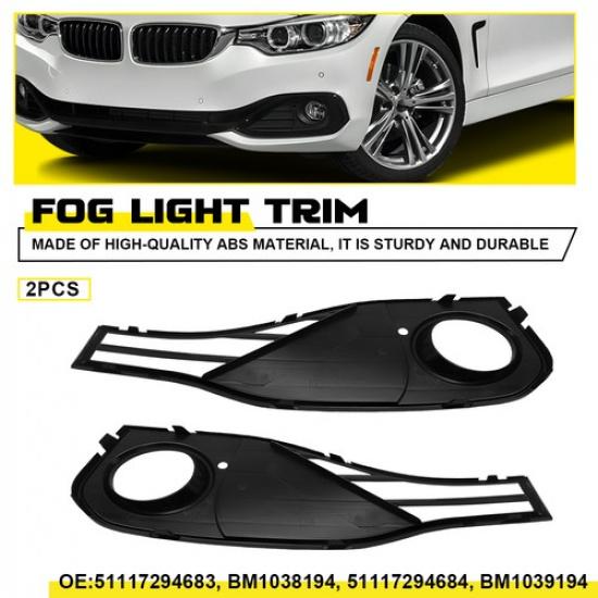 Fog Light Trim Lamp Cover For 2015-2016 BMW 428I XDrive Gran Coupe Base Black