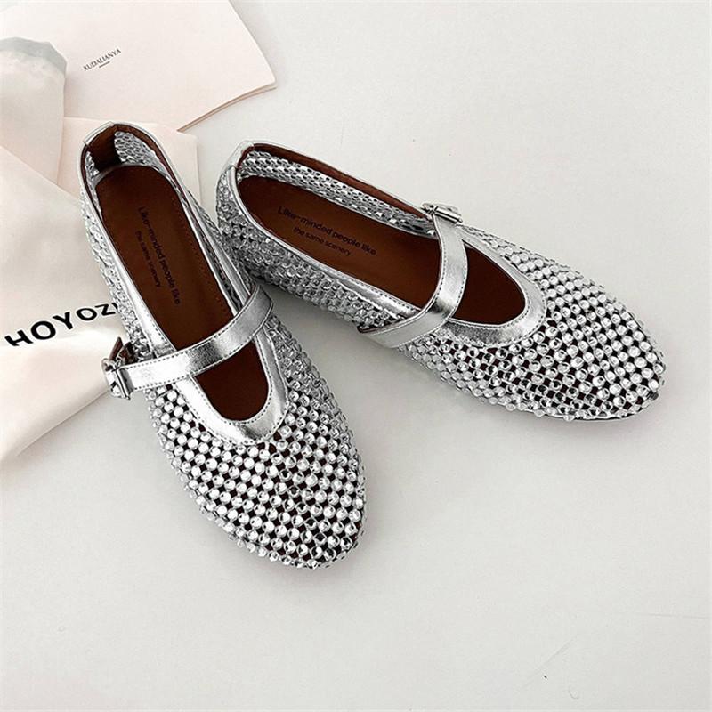 Fashion New Summer Sandals Handmade Women Pumps Shoes for Women Fashion Hollow Out Round Toe Internal Elevation Mary Jane Shoes Ladies