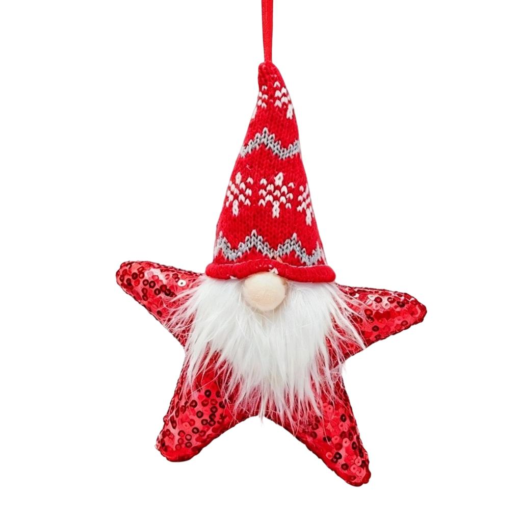 Christmas Tree Hanging Ornament with Light-Up Figurine and Sequin Star, Holiday Decoration