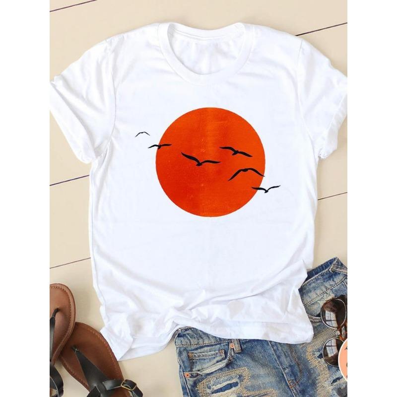 Love Simple Printed European and American Clothing Shirt Short Sleeve T-shirt Tops Oversized T Shirt Women Clothes
