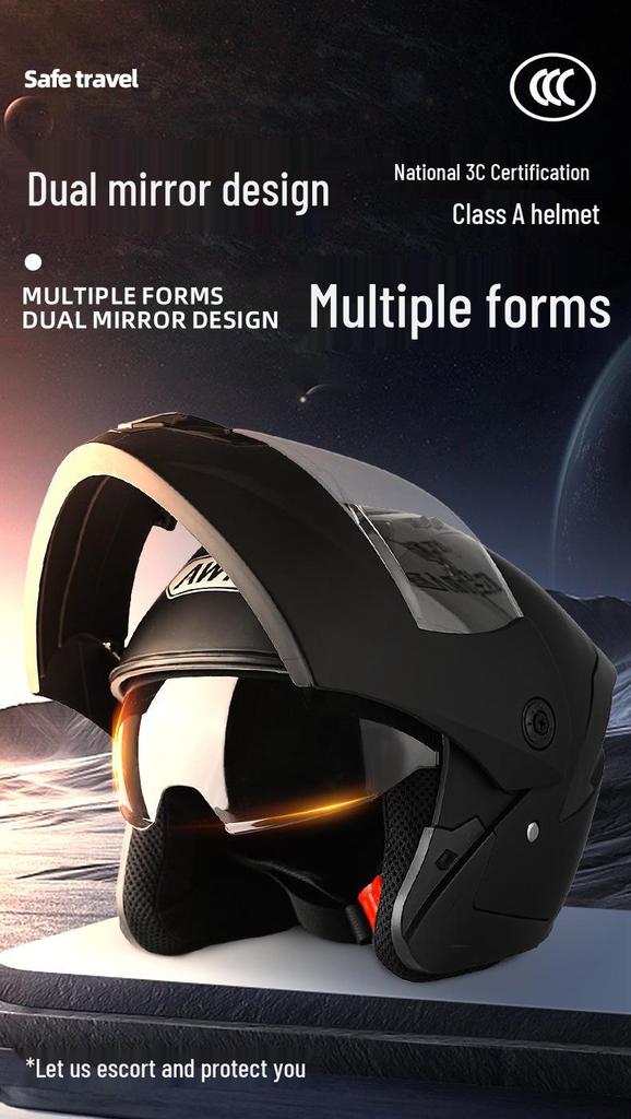 Unisex Warm Double Visor Flip-up Helmet for Electric Scooters & Motorcycles
