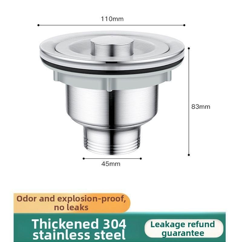 Kitchen Sink Drain Pipe Stainless Steel 304, 40 Cm Length, Leak-Proof And Odor-Blocking, Easy Installation, For Home-Use