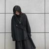 Yohji Yamamoto Dark Style Irregular Shirt for Women, Loose Long Sleeve Shirt with Turn-down Collar, Trendy Unisex Top