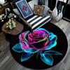 Rainbow Rose Round Area Rug,Carpet Rug for Living Room Bedroom Sofa Playroom Decor,Non-slip Floor Mat