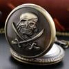 New Bronze Classic Crossed Sword Skull Arabic Digital Quartz Pocket Watch Necklace Pendant Clock Fob Chain Men's Women's Watches