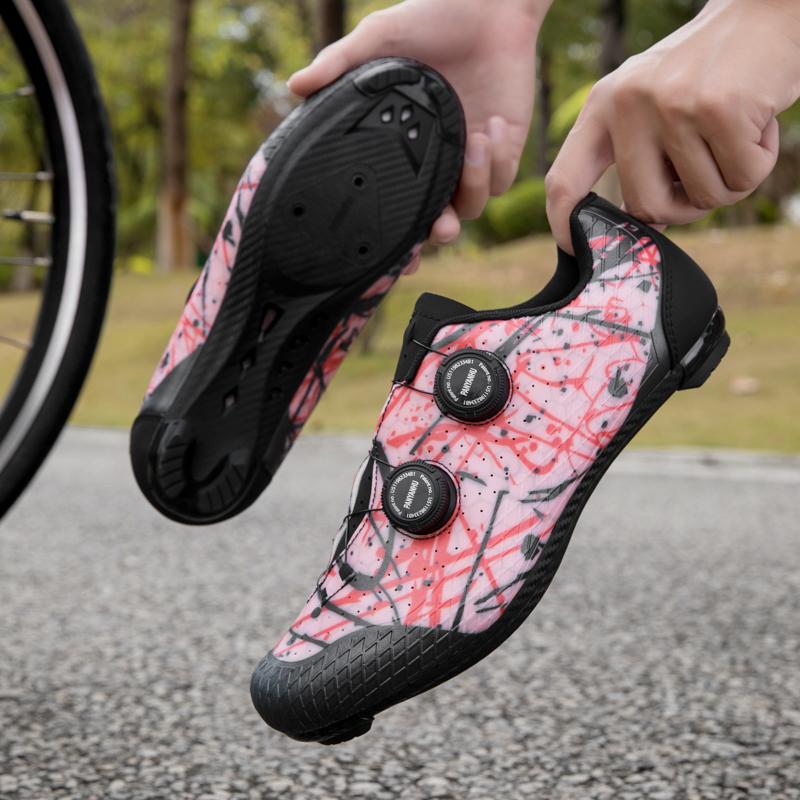 Sapatos Respiráveis SPD para Ciclismo de Estrada Para Homens Mulheres Sapatos de Bicicleta Com Fivela Rotativa Sapatos de Travamento Profissionais Para Bicicleta de Estrada Para Corrida & Uso Diário