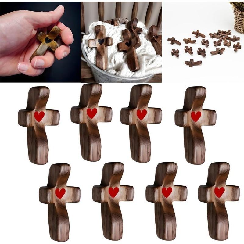 Handcrafted Wooden Cross My Heart, Wooden Cross Fidget, Wood Pocket Cross, Pocket Crosses In Bulk, Handheld Wooden Cross, Stress Relief Pocket Cross