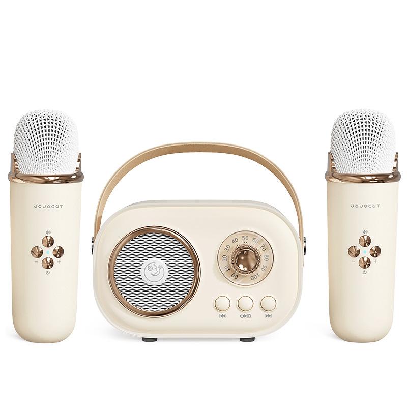 Bluetooth Speaker With 1-2 Wireless Microphone Support Karaoke TF Card FM Play HIFI Bass Handsfree Call Children's Birthday Gif