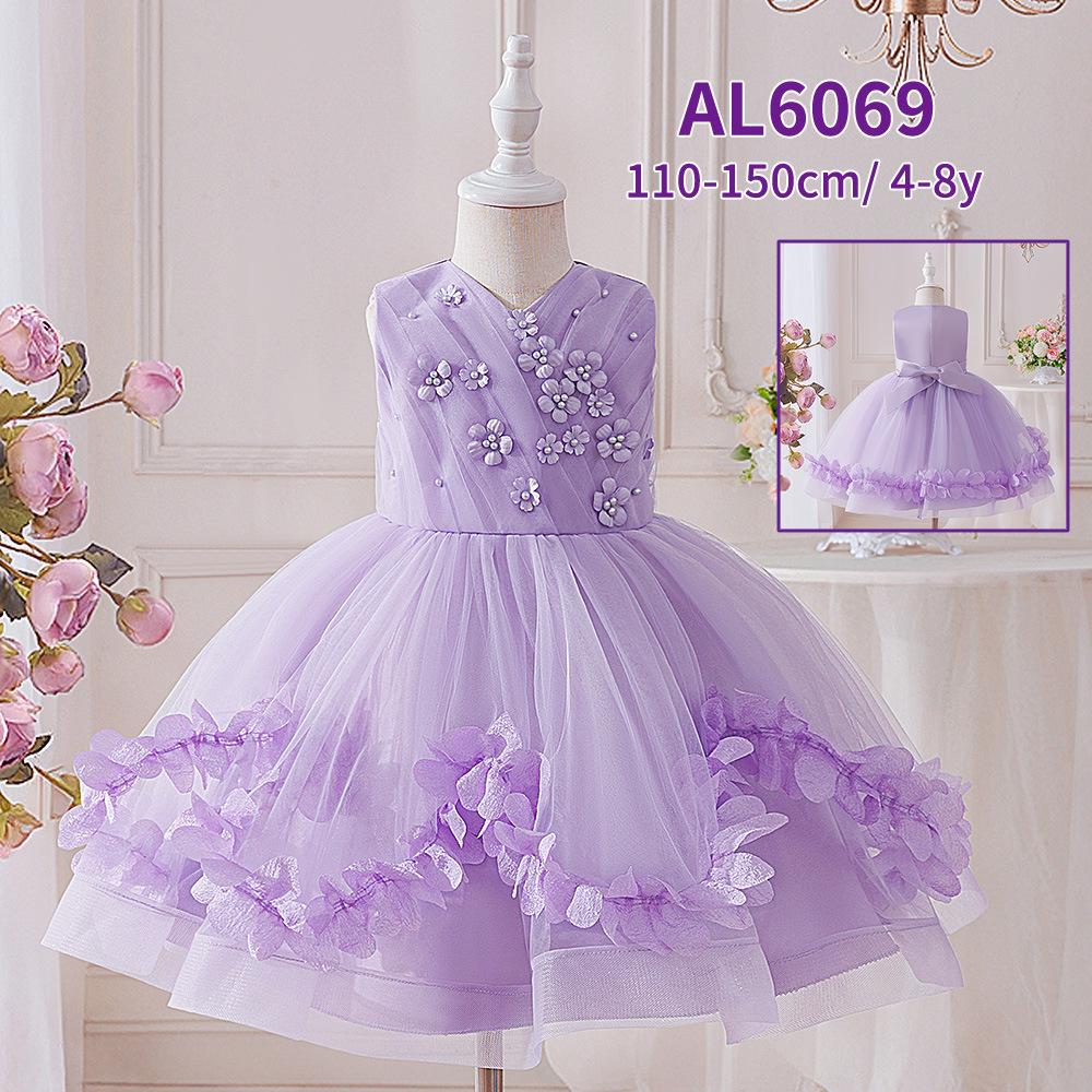 

Детская фиолетовая сетчатая пышная юбка платье для девочки-цветочницы свадебное платье костюм для выступления на пианино 110cm/4Y