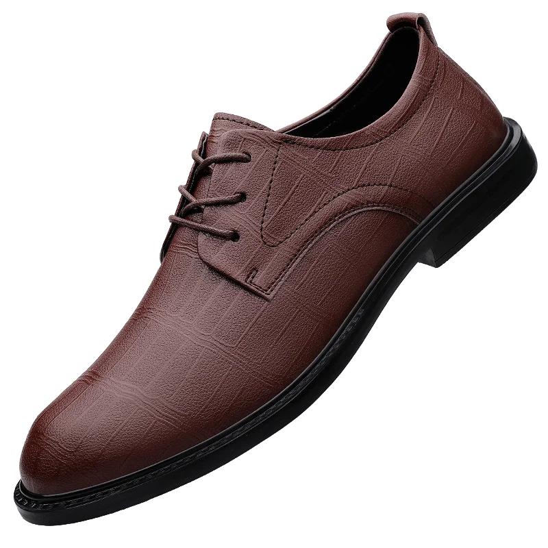 

2024 Новый стиль зимней обуви для мужчин на шнуровке Мужская повседневная обувь на низком каблуке Кожаная повседневная обувь Модные мужские мокасины Zapatos 45 коричневый